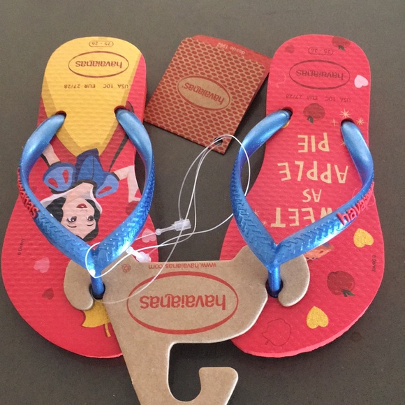 NWT! Girls HAVAIANAS Disney Snow White red/blue flip flop sandals. Size 10. - Picture 4 of 4